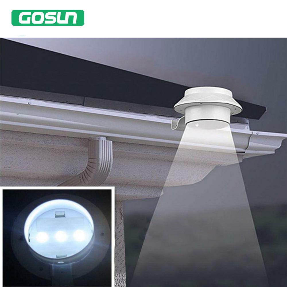 Eprolo solar-powered fence and gutter lights with 3 LEDs and light sensor, outdoor security solar lamps for illumination and safety