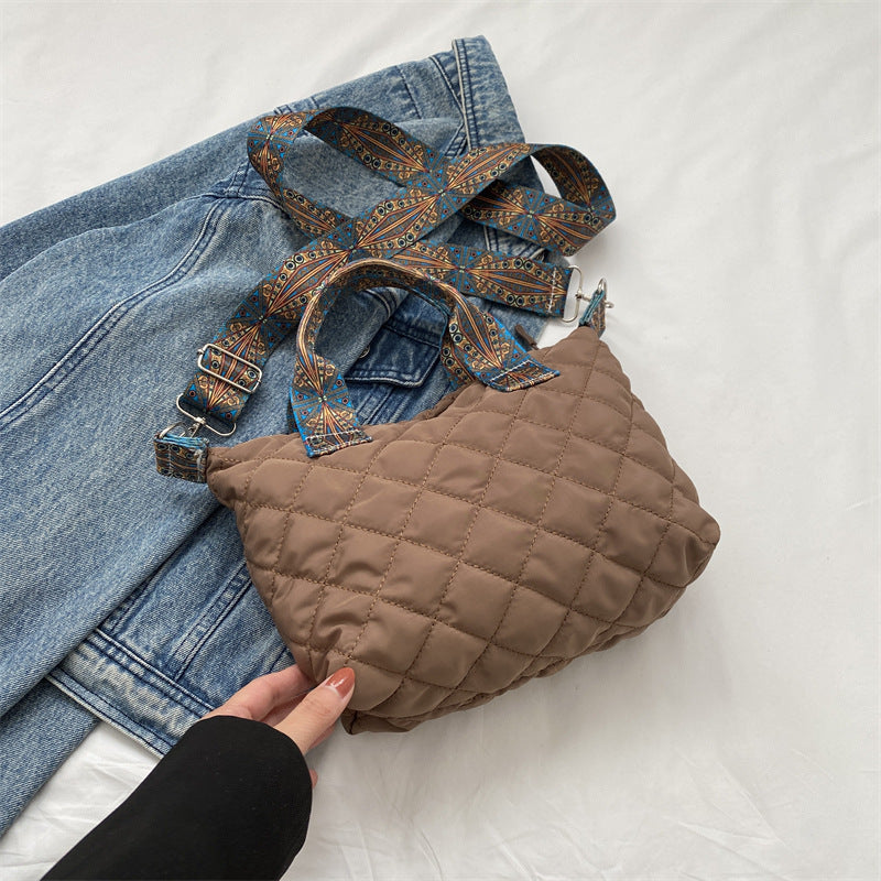 Casual Handbag Simple Shoulder Bag Stylish Crossbody Bag Quilted Korean Style Tote Bag - American Smart