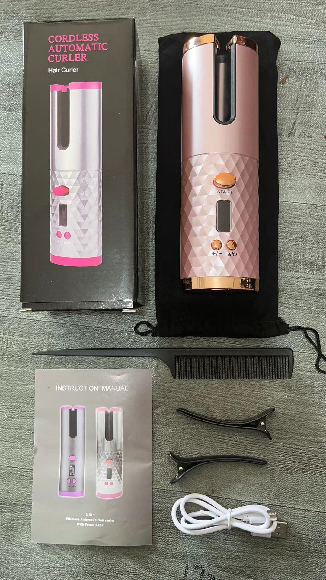 eprolo portable USB curling iron with LCD display, automatic lazy hair curler, compact mini design for easy home use