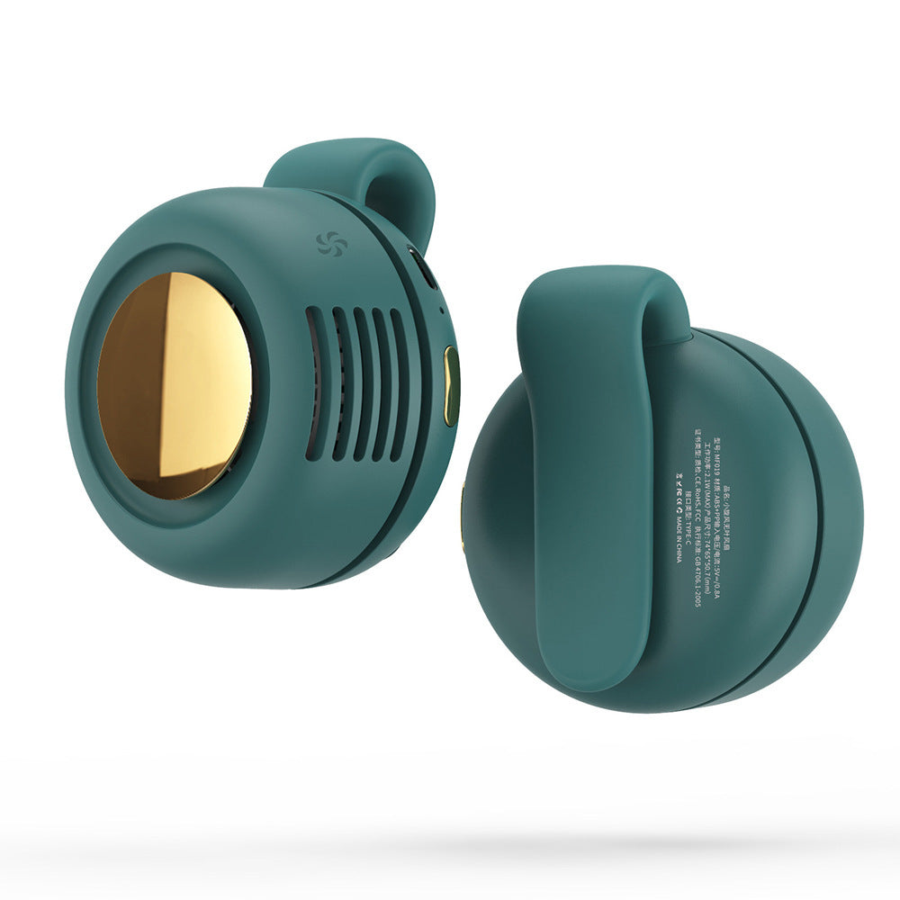 Eprolo portable clip-on mini bladeless fan attached to a bag, compact handheld design for cooling on the go.