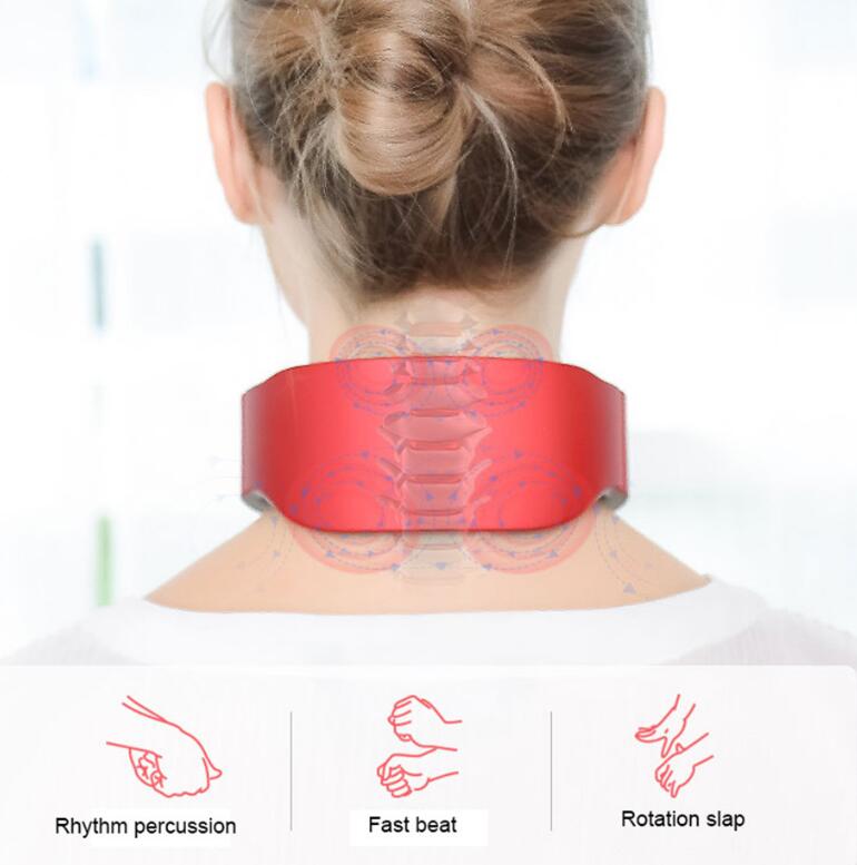 eprolo USB rechargeable cervical spondylosis massager with 4 heads, kneading, heating, and intelligent meridian massage for neck relief