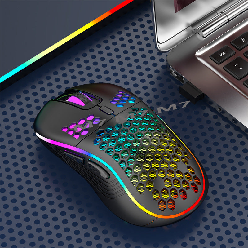 Eprolo 2.4G wireless gaming mouse with luminous 7-color breathing light, lightweight design, and ergonomic shape for computer use.