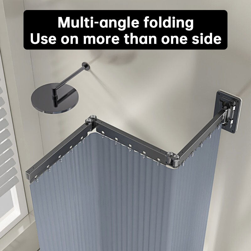 Foldable eprolo shower curtain set made of waterproof polyester, retractable for separating wet and dry shower zones.