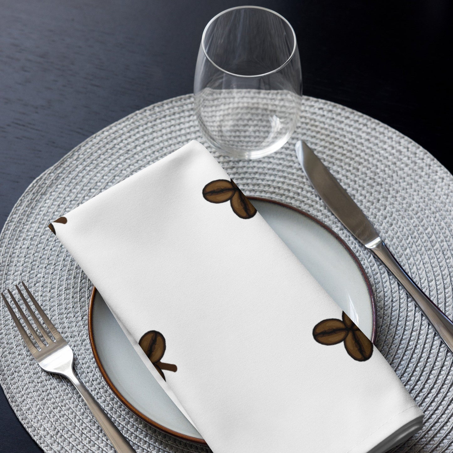 Coffee Clover Pattern Cloth Napkin Set - White-0