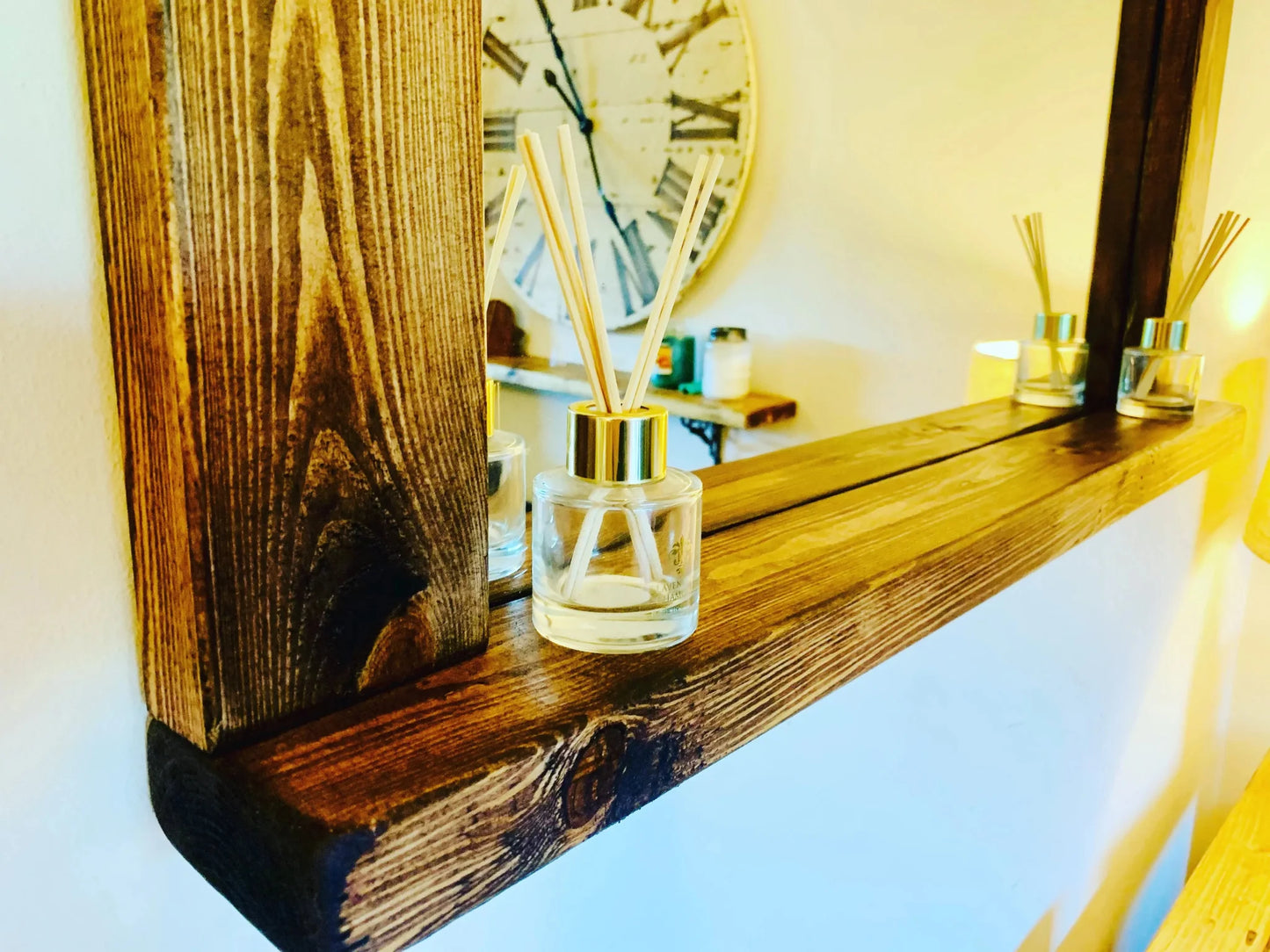 Handmade Rustic Wooden Mirror in a Dark Oak wax