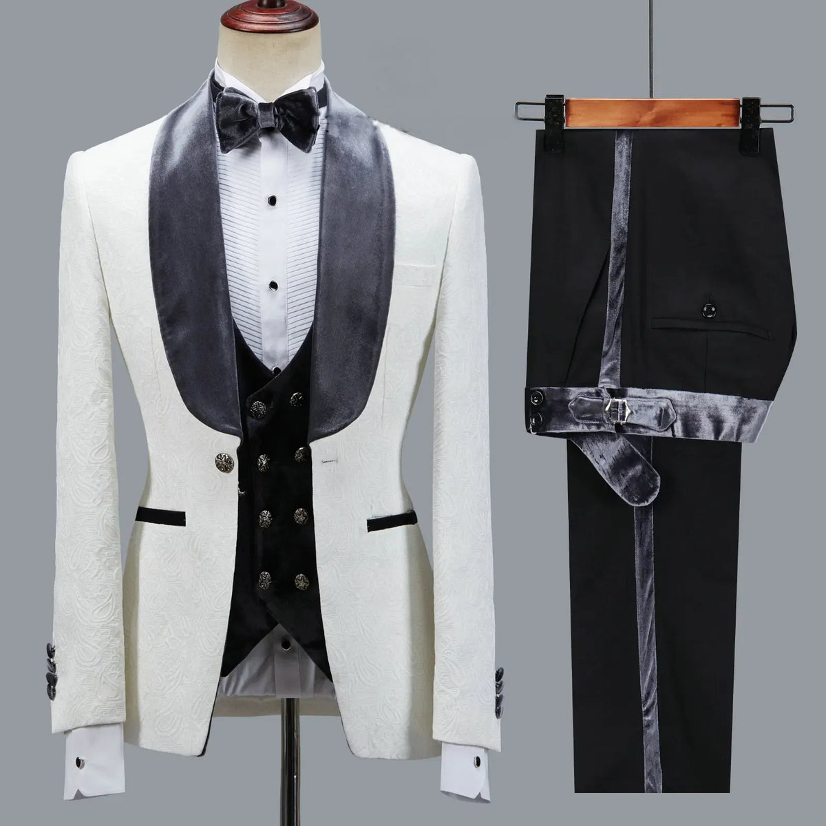 Color: Yellow, Size: M - Floral Jacket Men Suit Slim Fit Wedding Tuxedo Navy Blue Velvet Lapel Groom Party Suits Costume Homme Best Man Blazer - American Smart