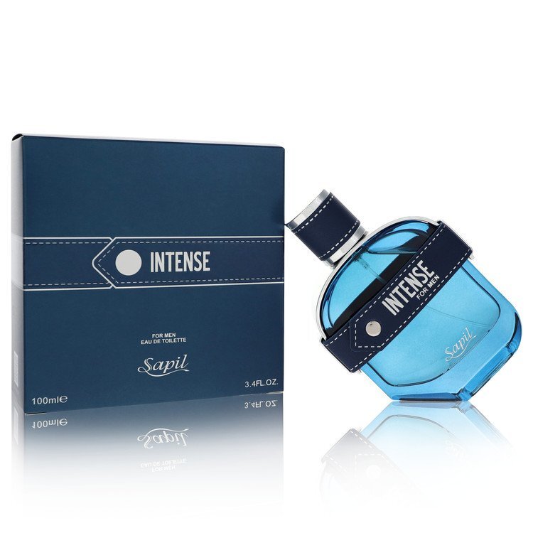 Sapil Intense men's Eau De Toilette spray 3.4 oz bottle, featuring sleek packaging and the Sapil brand logo.