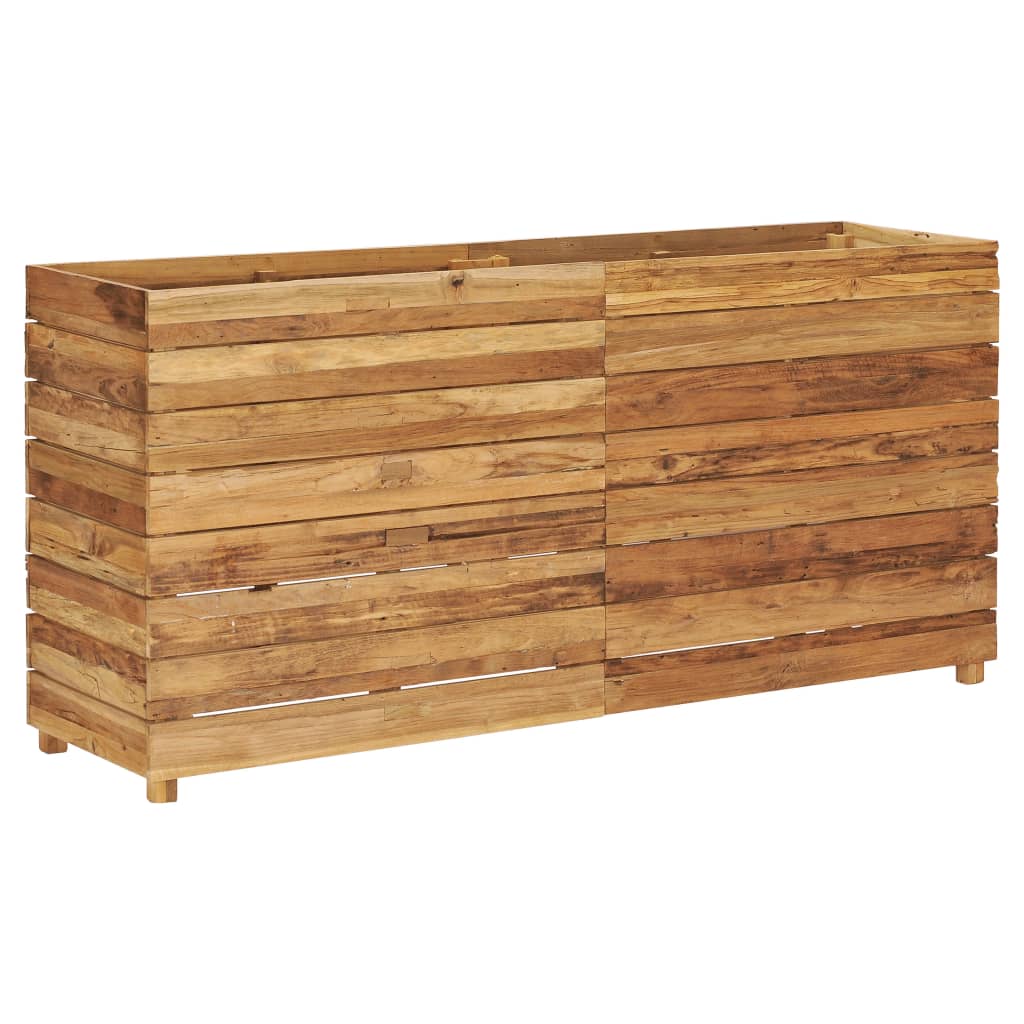 vidaXL Planter Flower Box with Steel Rack Patio Plant Box Recycled Teak Wood-5
