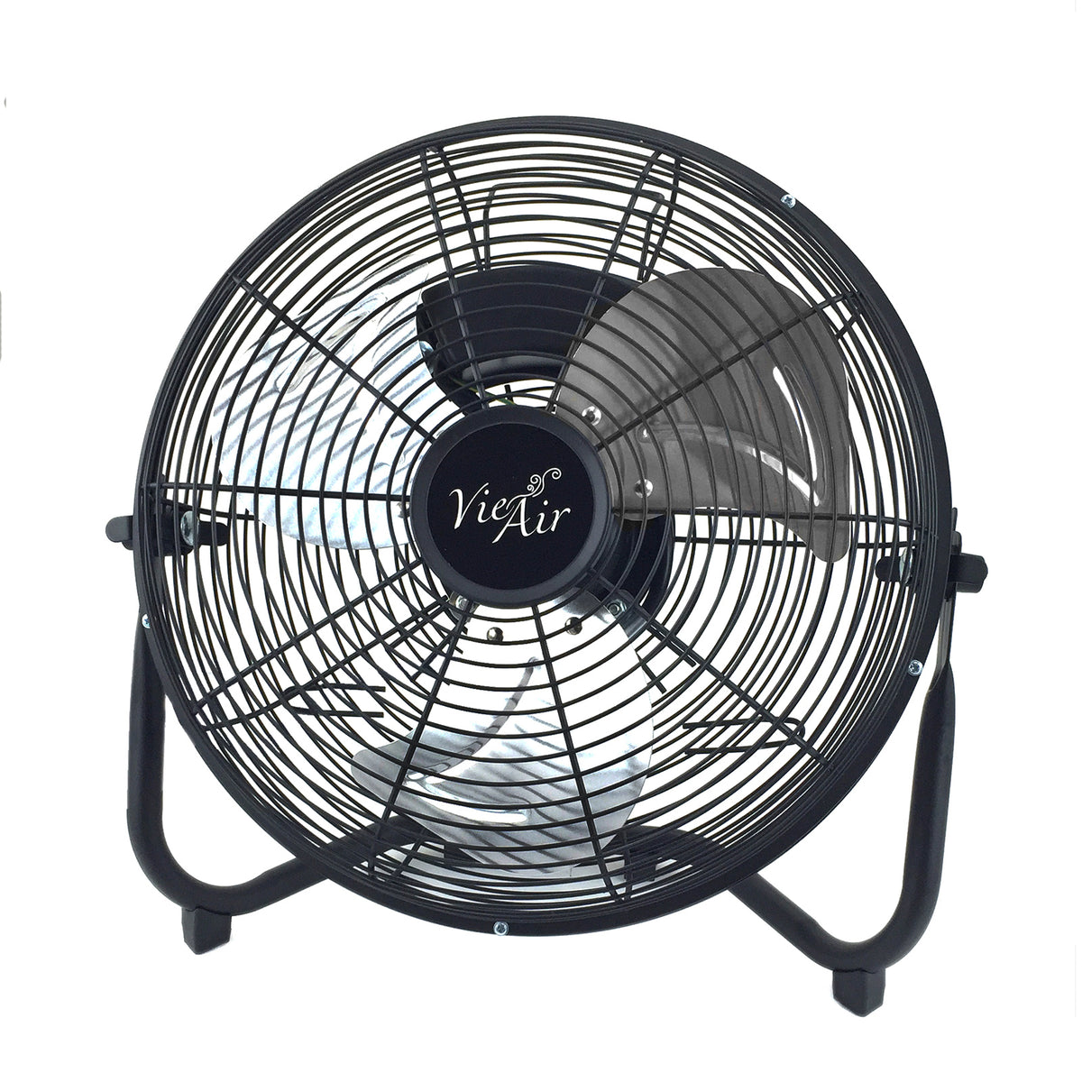 VIE AIR 20-inch industrial tilting high velocity metal floor fan with three-speed settings, suitable for heavy-duty cooling and ventilation.