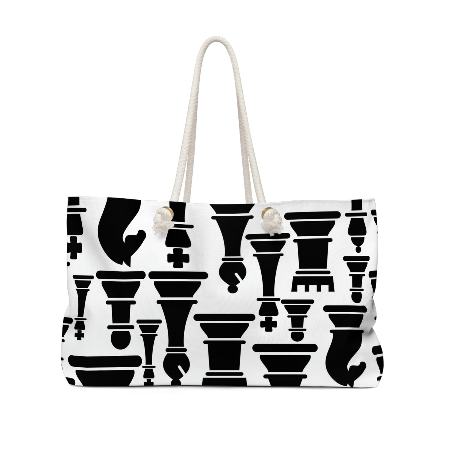 Weekender Tote Bag for Work/school/travel - Black and White Chess Print-1