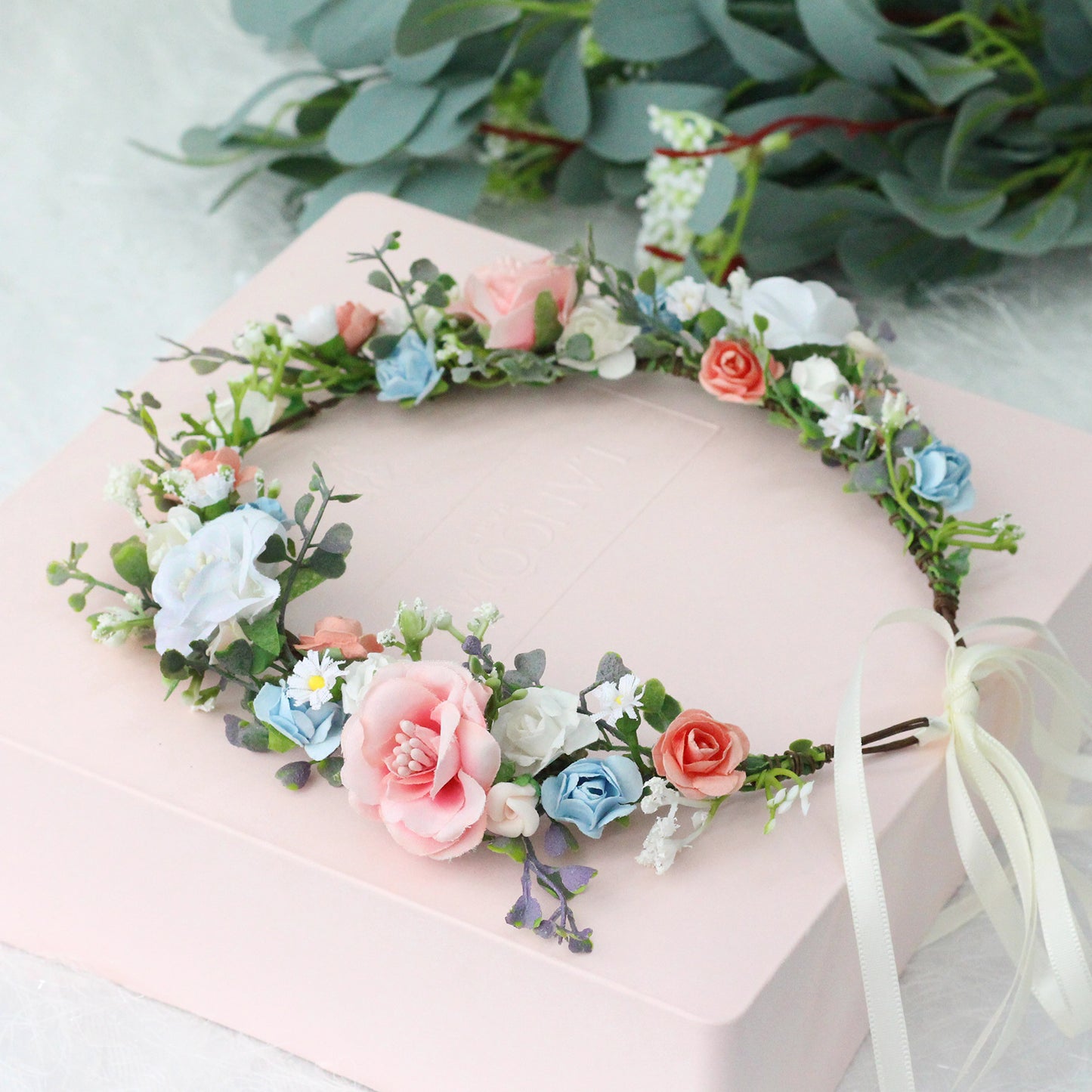 Bridal Wreath Handmade Fabric Rose Colorful Hair Strap Scenic Area Travel Photography Holiday Children's Headaccessory