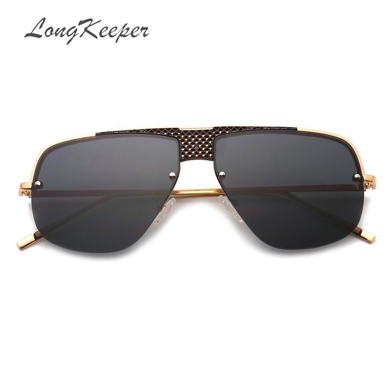 Hot Sale Irregular Mirror Sunglasses Men Half Metal Frame Sun Glasses Women Rimless UV400 Driving Gafas de sol Male