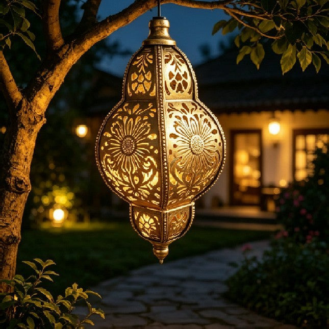 Solar iron hollow projection lamp