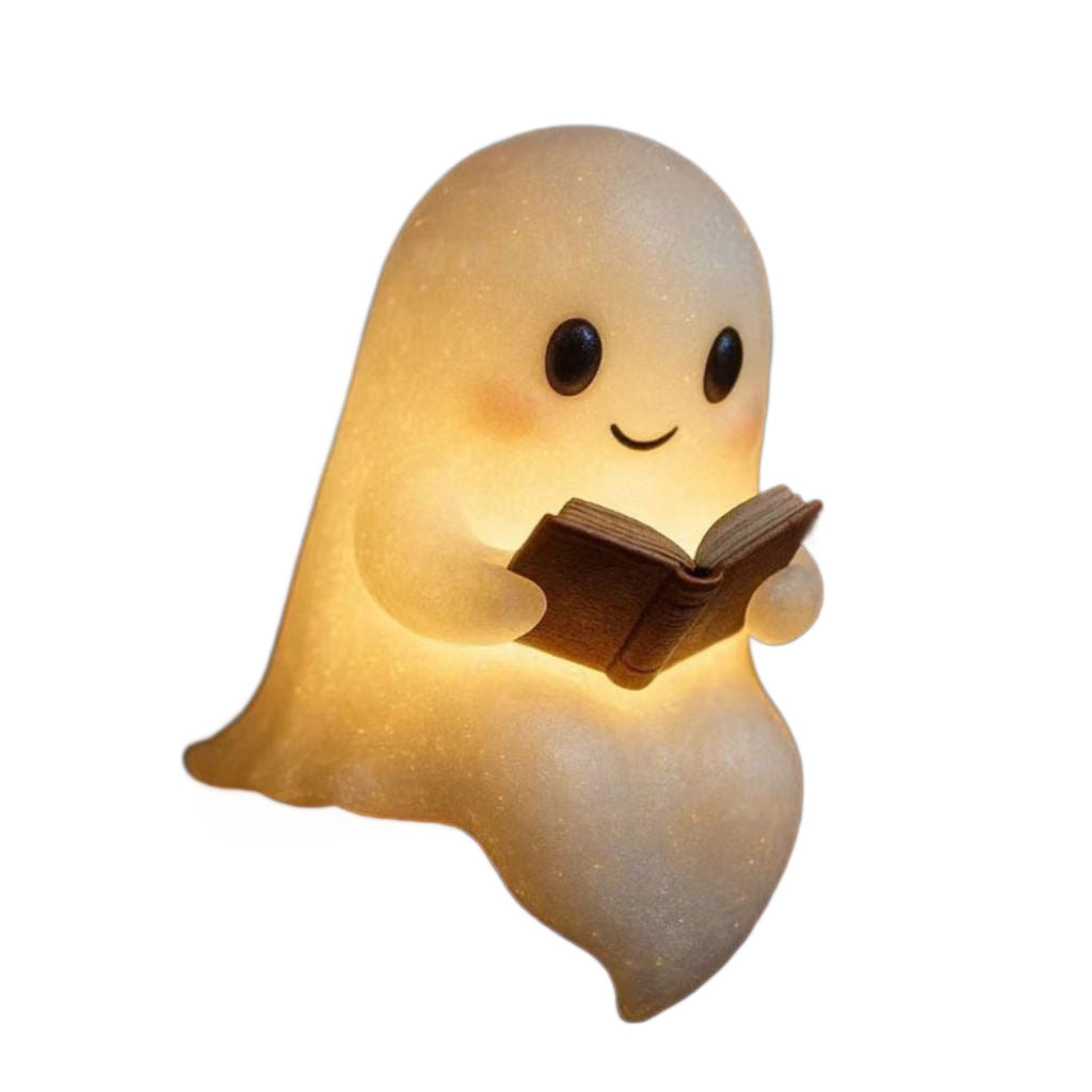 Cute Ghost Reading Book Lamp Halloween Ghost Night Light Decoration