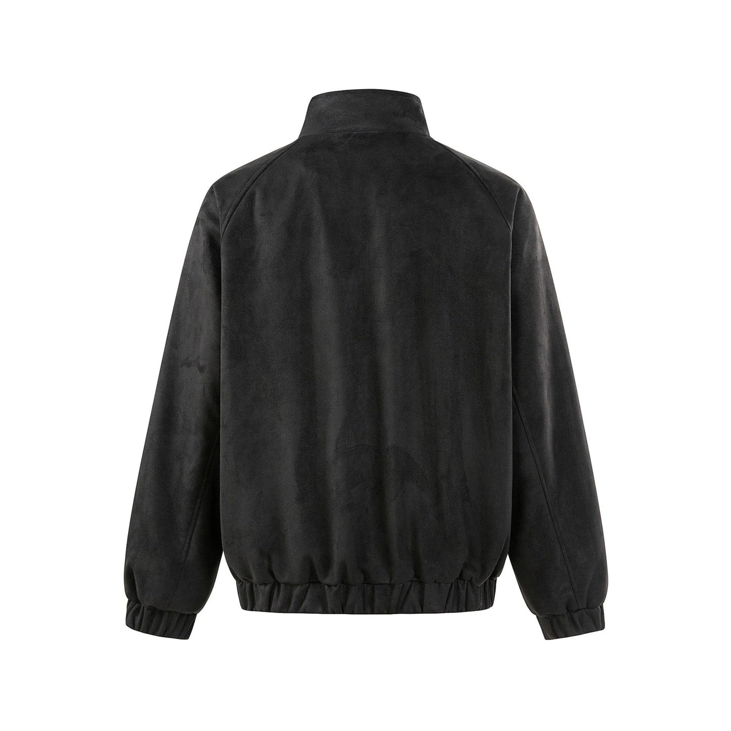Simple Embroidery  Velvet  Stand Collar Loose Fit  Jacket Outerwear - American Smart