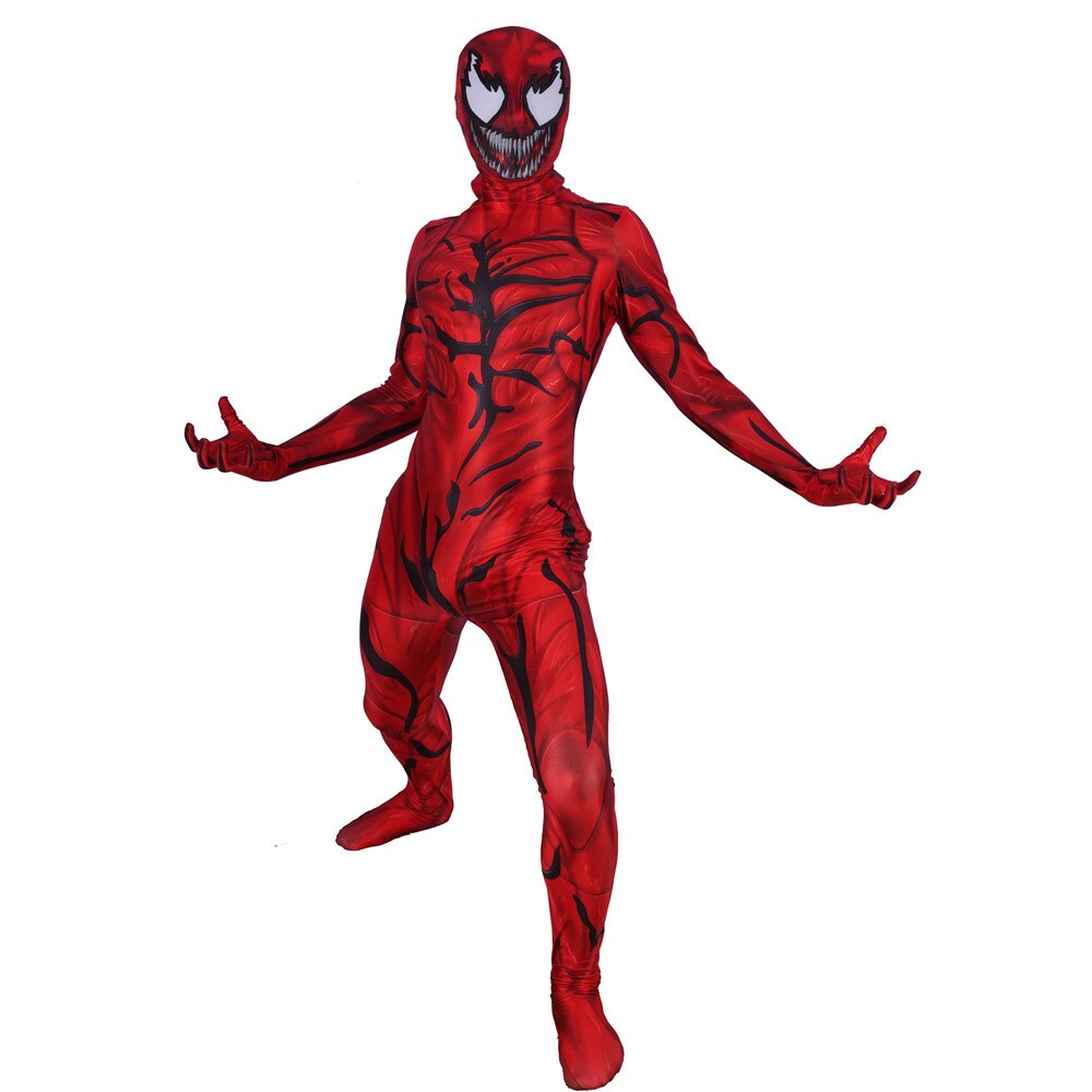 Unisex Adult Kids Carnage Cletus Kasady Super Villain Cosplay Costume Zentai Bodysuit Suit Jumpsuits Halloween