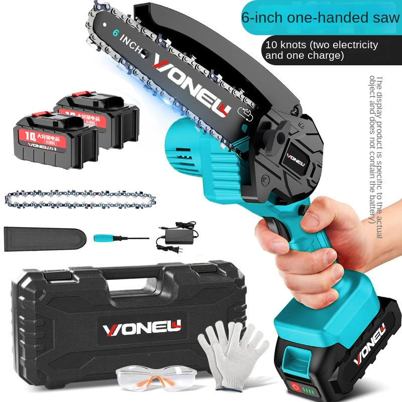 Eprolo cordless mini electric saw with 6-inch blade for home wood cutting and outdoor chainsaw use, rechargeable and high power