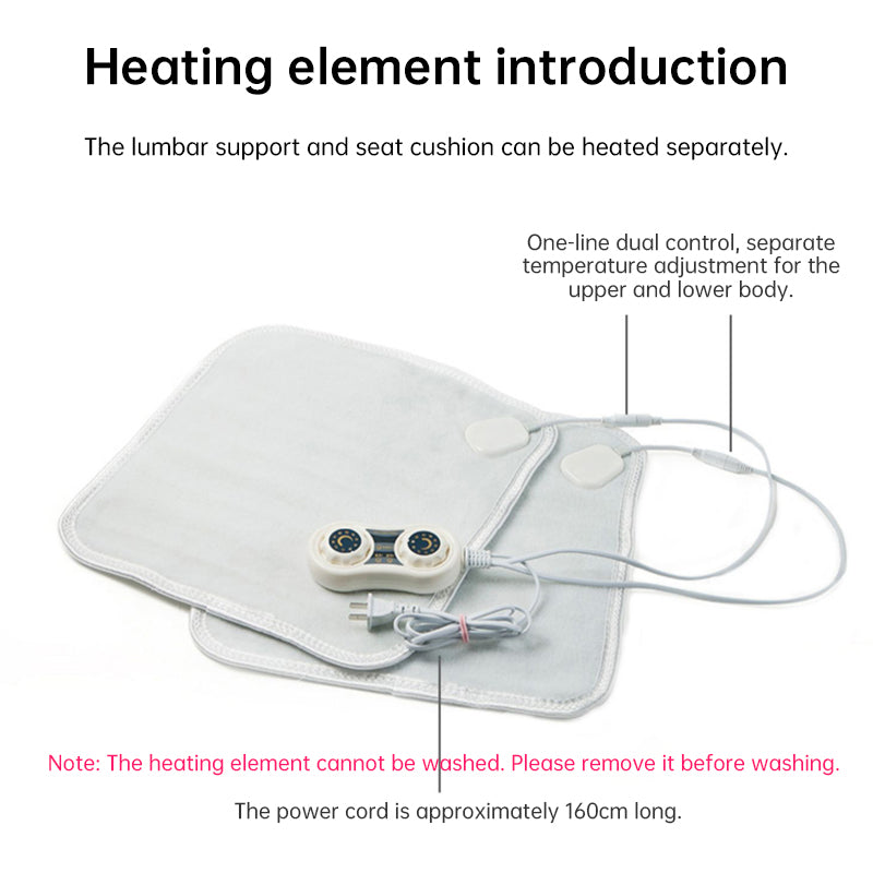 Eprolo heated seat cushion with backrest, electric 220V mat for office chairs, featuring smart timer and ergonomic design