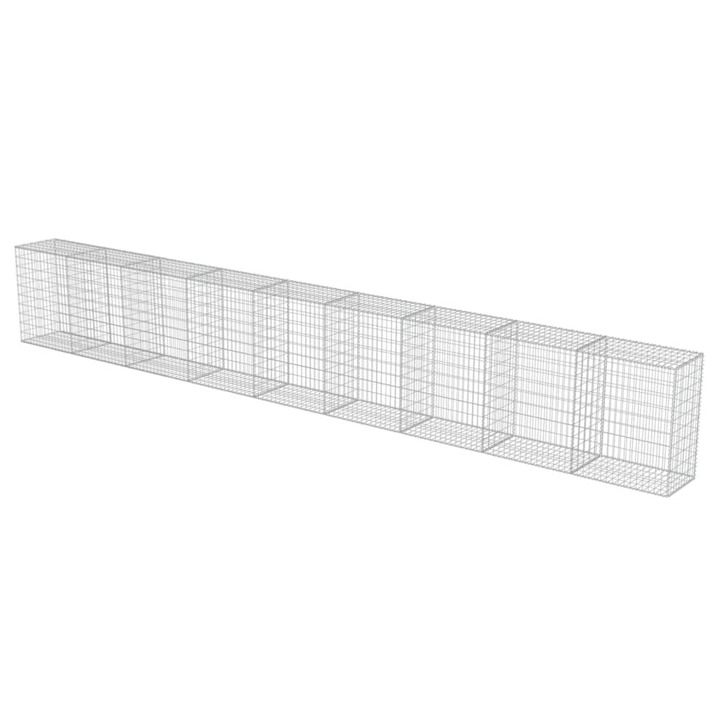 Galvanized steel gabion wall with covers, 354"x19.7"x39.4", American Smart fence panels for durable outdoor landscaping.