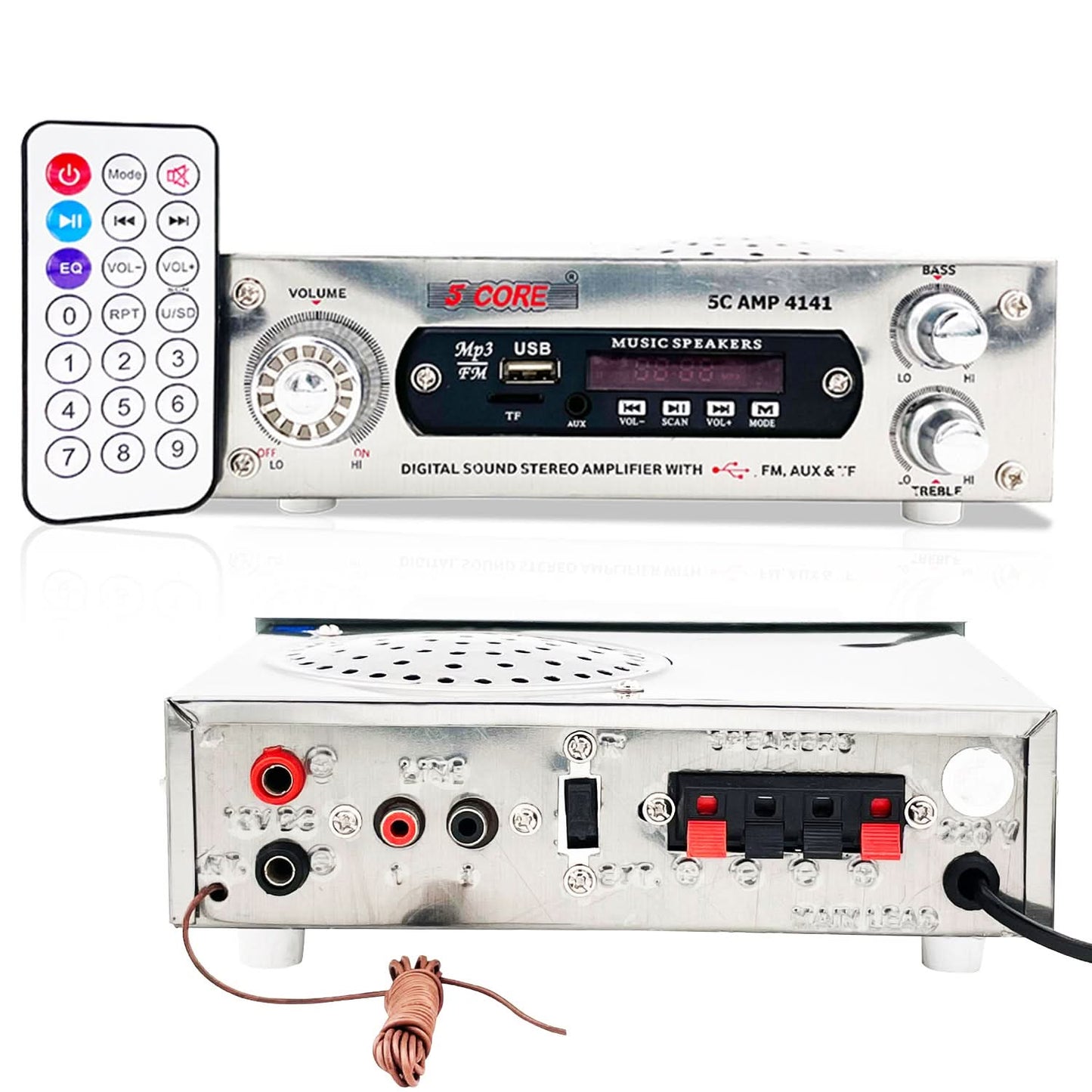 5Core Amplifier Home Audio 400W in-Built Speaker Mini Stereo Dual Channel LCD Display TF AUX USB-0