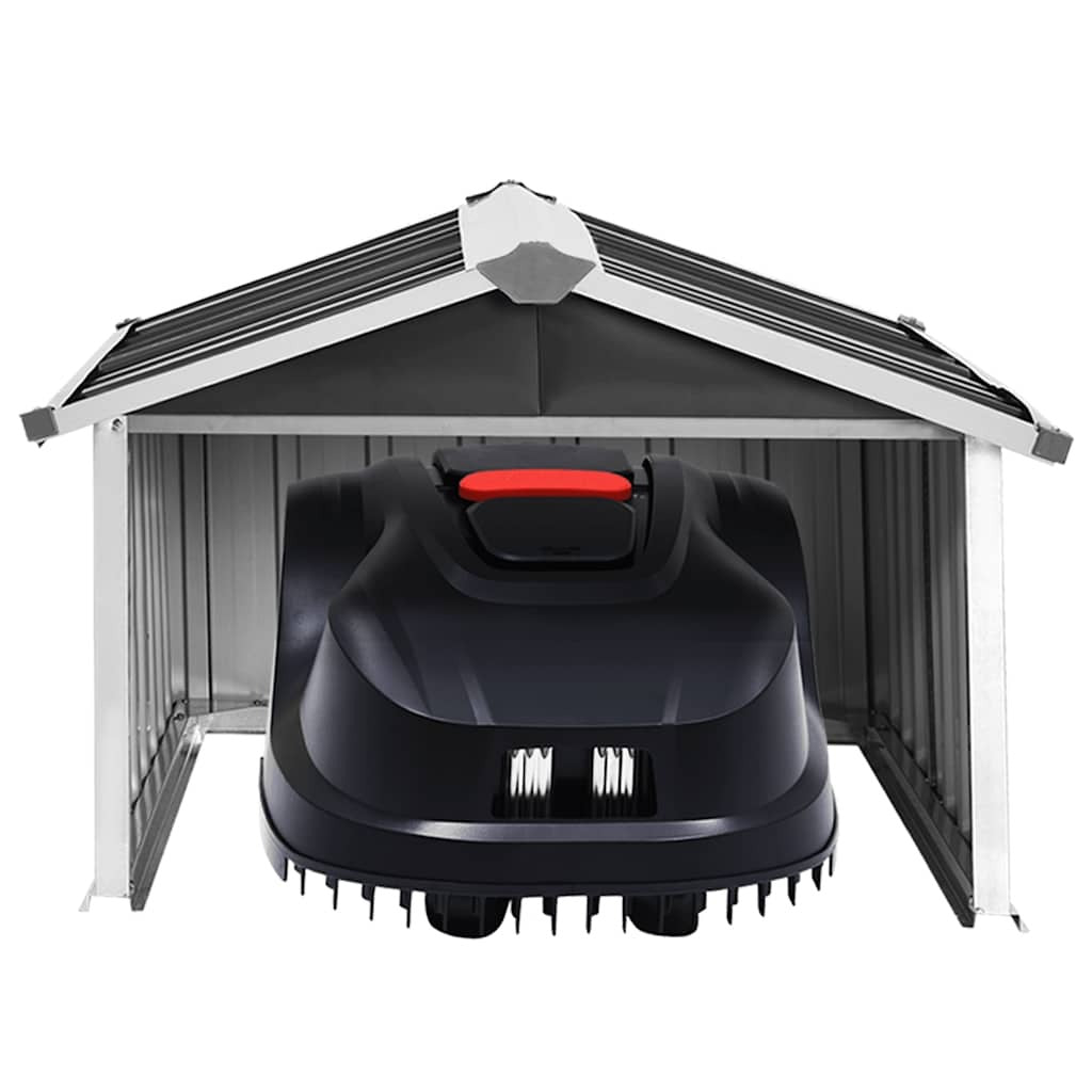 American Smart outdoor garden robot lawnmower shed in galvanized steel, anthracite color, measuring 36.2"x38.2"x24.8".