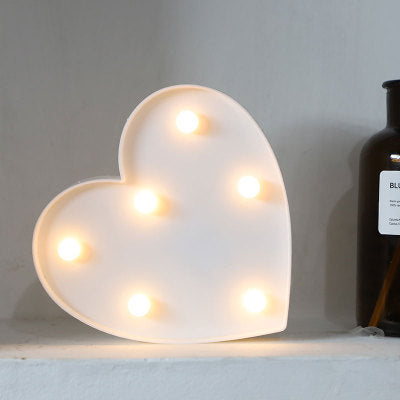 Color: Remote control, style: Heart shaped white - Luminous LED Letter Number Night Light English Alphabet Number Battery Lamp Romantic Wedding Christmas Party Decoration