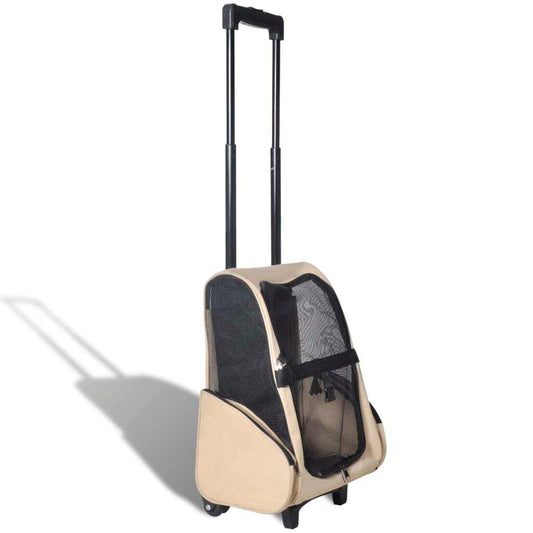 Pet Carrier Beige Polyester and Metal Suitable for small pets