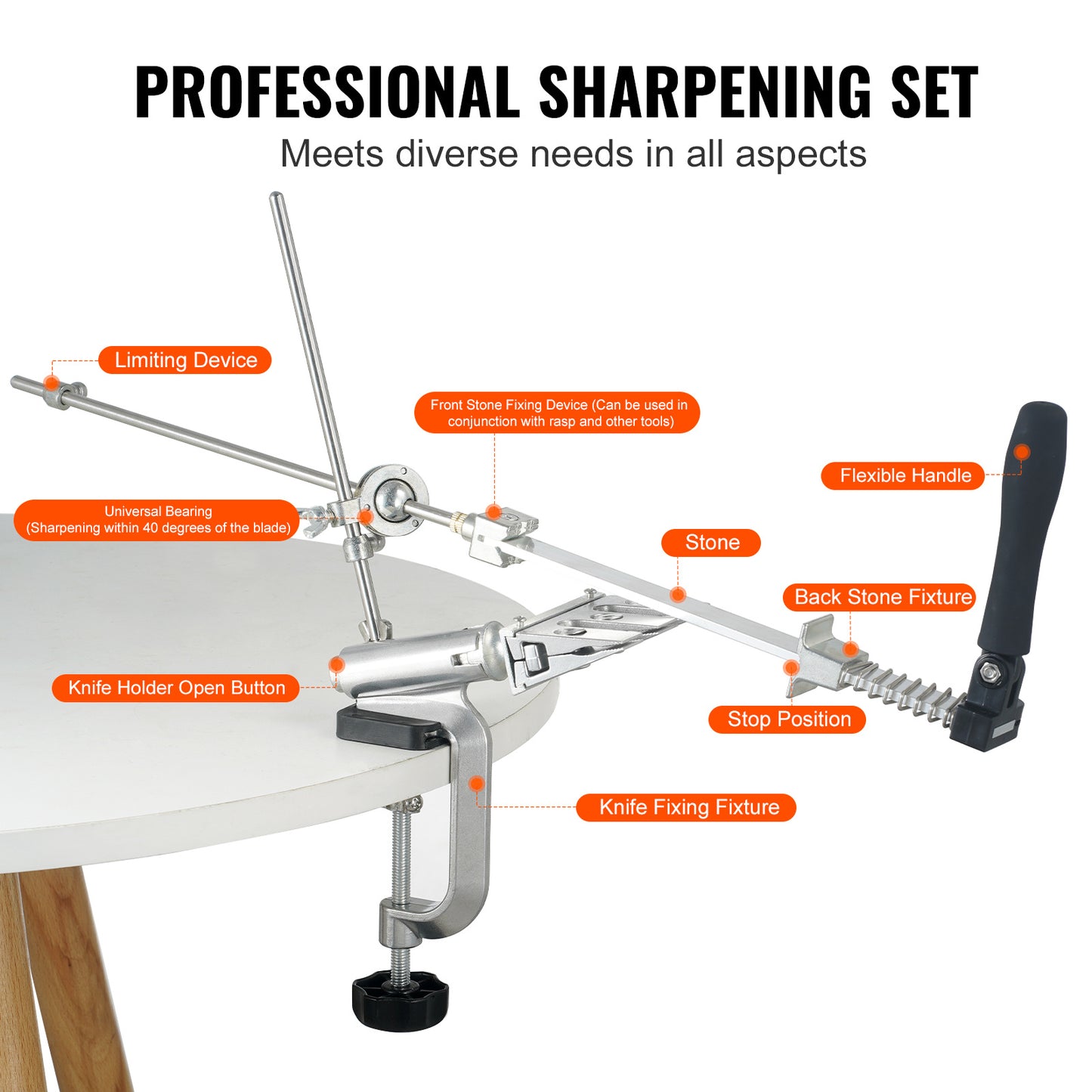 VEVOR Knife Sharpener Kit, 360 Rotation Flip Fixed Angle Knife Sharpening System With 12 Whetstones 120-10000 Grit, Professional Kitchen Chef Knife Sharpening Kit For All Knives And Scissors