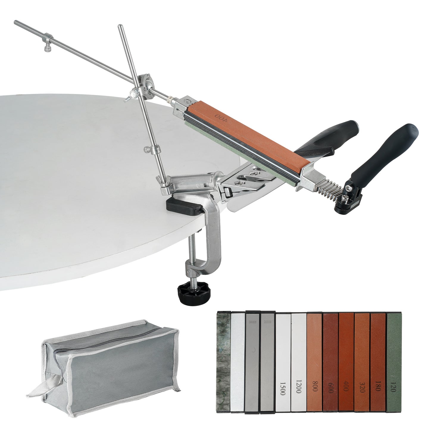 VEVOR Knife Sharpener Kit, 360 Rotation Flip Fixed Angle Knife Sharpening System With 12 Whetstones 120-10000 Grit, Professional Kitchen Chef Knife Sharpening Kit For All Knives And Scissors