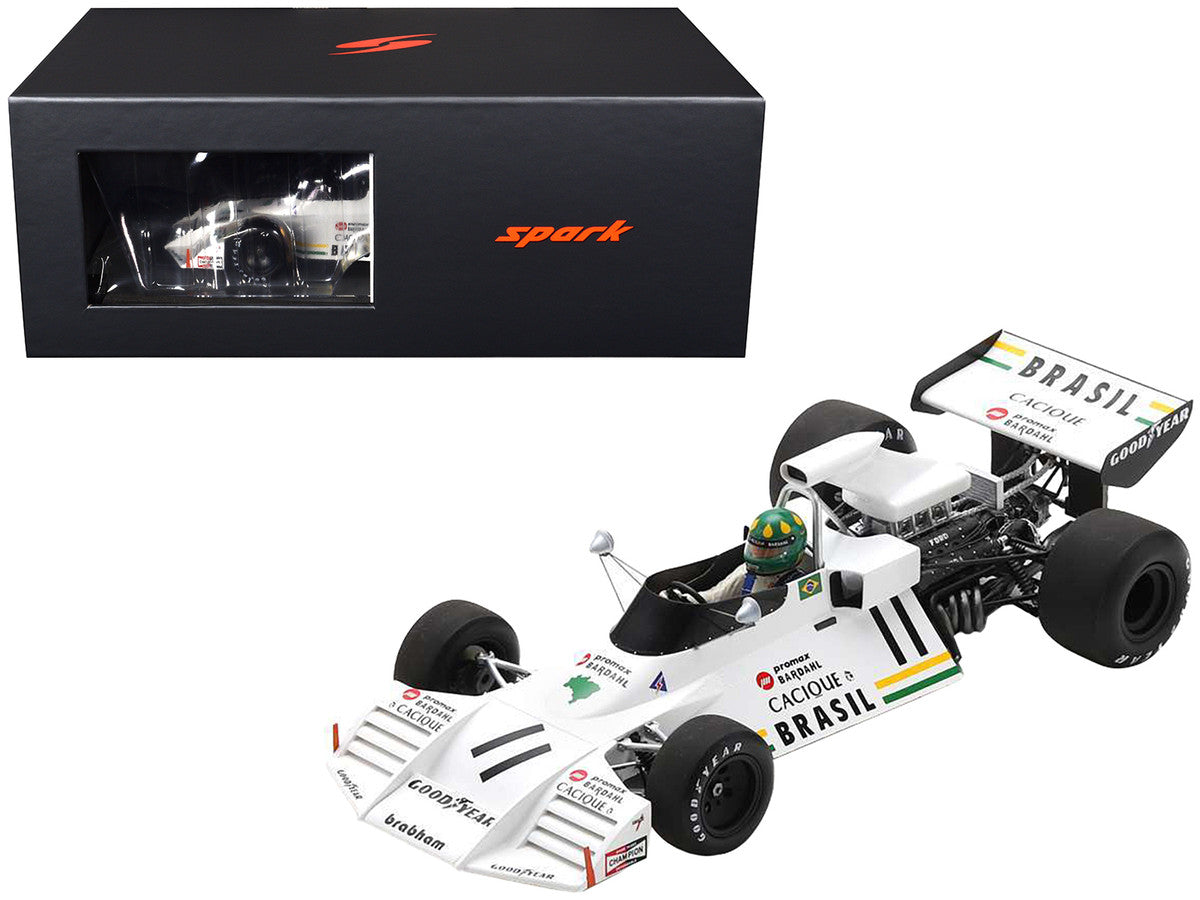 Brabham BT42 #11 Wilson Fittipaldi Formula One F1 "Monaco GP" (1973) with Acrylic Display Case 1/18 Model Car by Spark-0