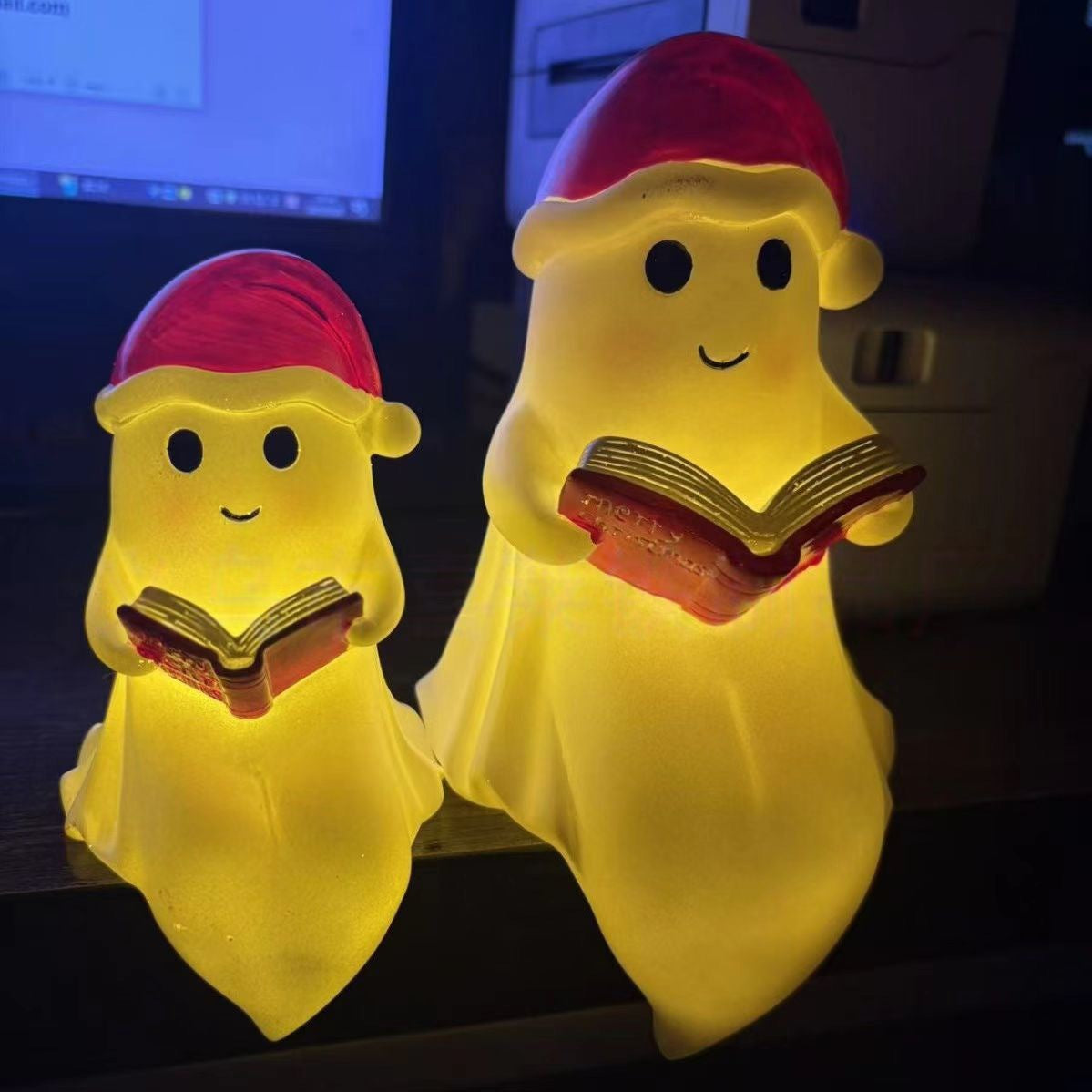 Cute Ghost Reading Book Lamp Halloween Ghost Night Light Decoration