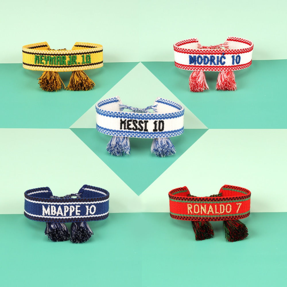 Football World Cup braided bracelet European and American star cheerleaders fans hand rope hand braided tassel bracelet