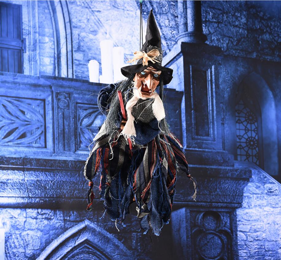 Electric Horror Toys Hanging  Halloween Eyes Glowing Screaming Witch Pendant Ghost