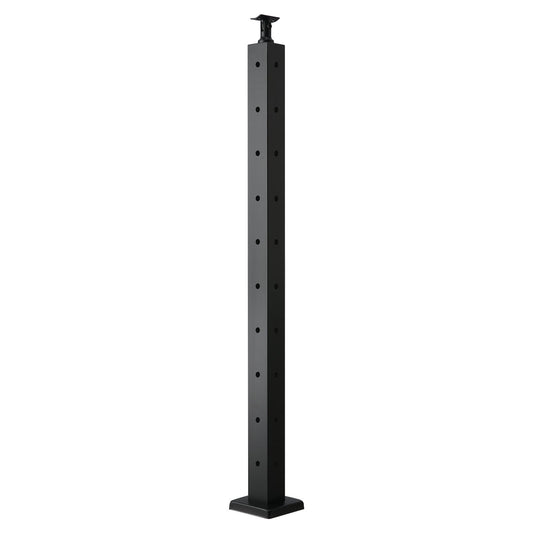 Cable Railing Post, 36x2x2 Inch Corner Railing Post, with L-Shaped Pre-Drilled Holes, Stainless Steel Cable Rail Post with Horizontal and Curved Bracket, 1-Pack, Black, 1JZLGZXHS914ZPBNY001V0 - American Smart
