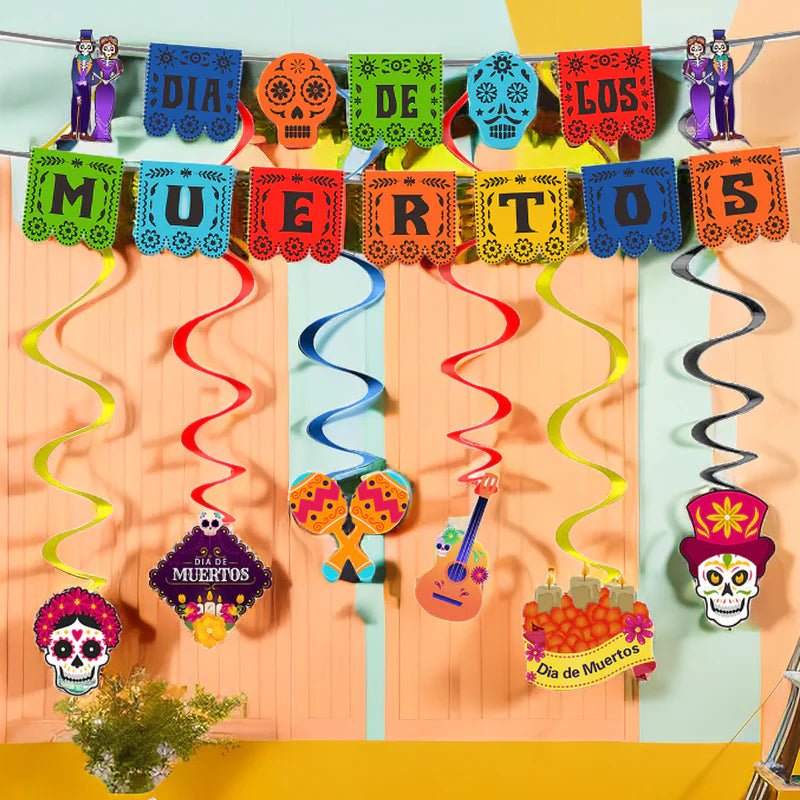 Halloween Skeleton Flag Spiral Hanging Decoration