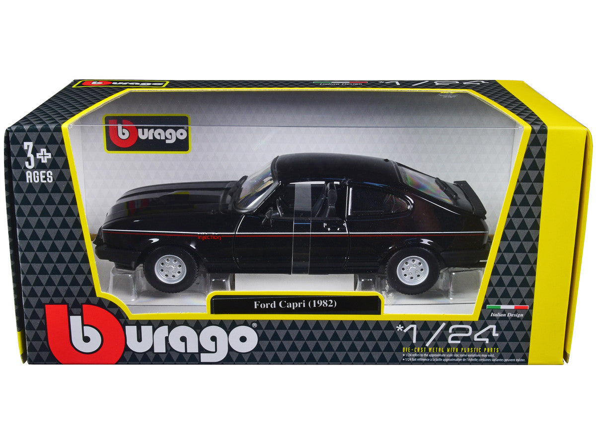 1982 Ford Capri Black with Stripes 1/24 Diecast Model Car by Bburago-0