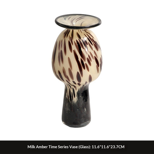 Style: Flower High - Mid-century Modern Vintage-style Black Glass High-footed Vase