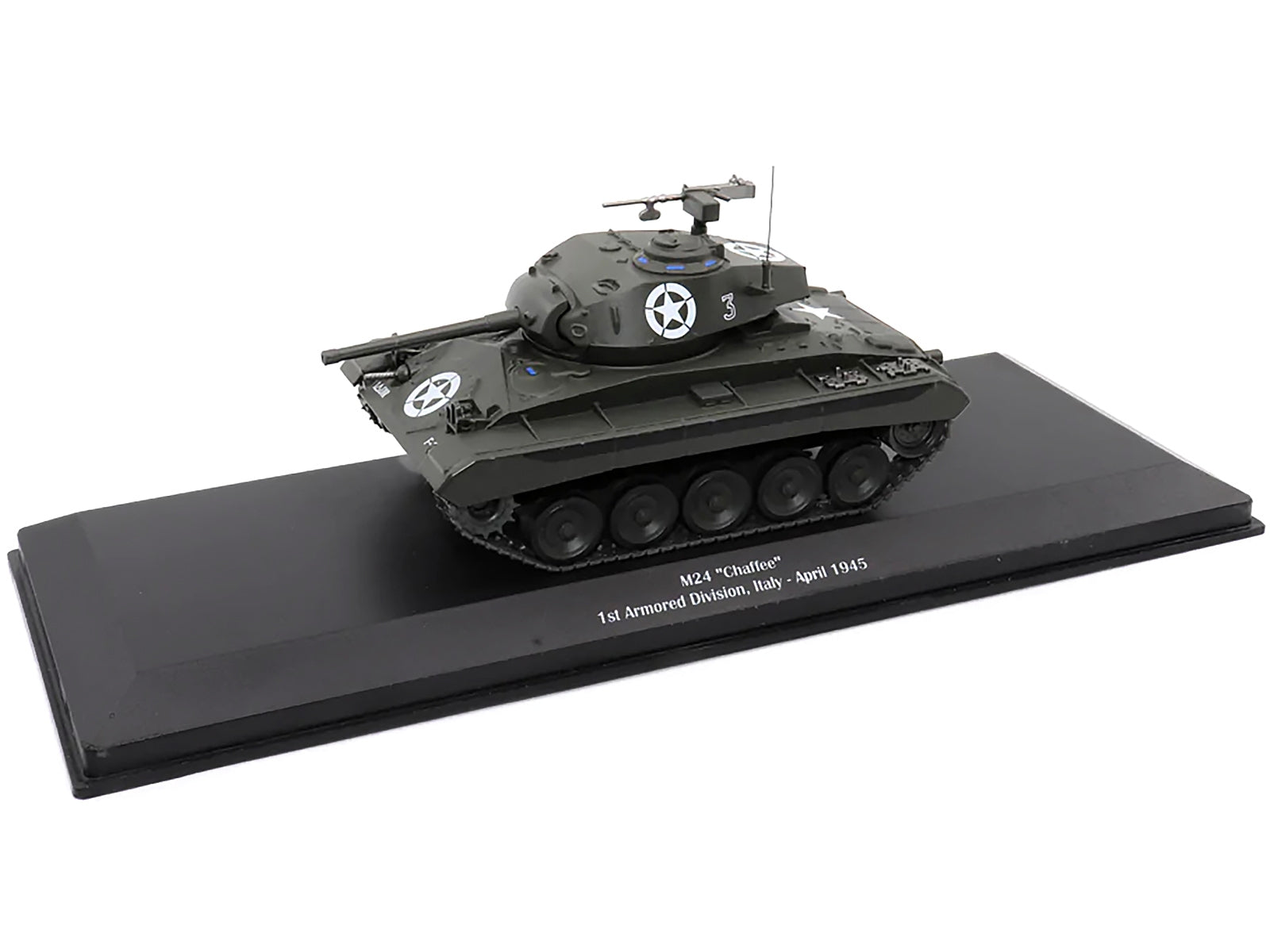 1/43 scale AFVs of WWII M24 Chaffee tank model in U.S. 1st Armored Division Italy April 1945 livery.