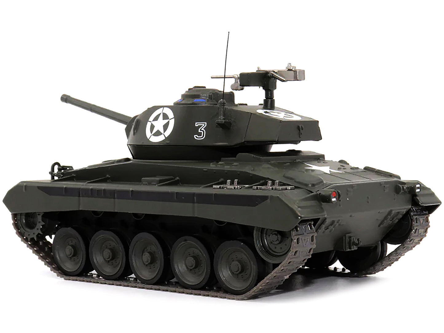 1/43 scale diecast M24 Chaffee tank model by AFVs of WWII, U.S. 1st Armored Division Italy April 1945, detailed military replica