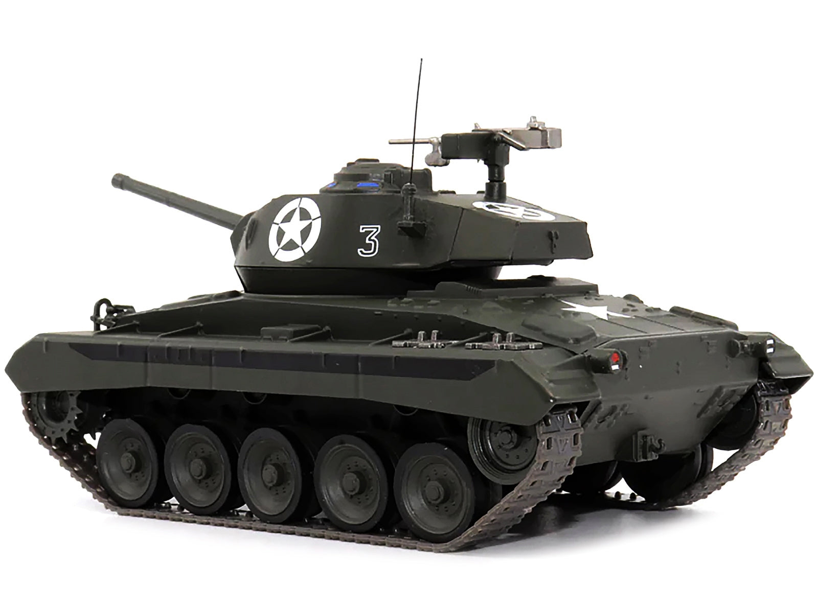 1/43 scale diecast M24 Chaffee tank model by AFVs of WWII, U.S. 1st Armored Division Italy April 1945, detailed military replica