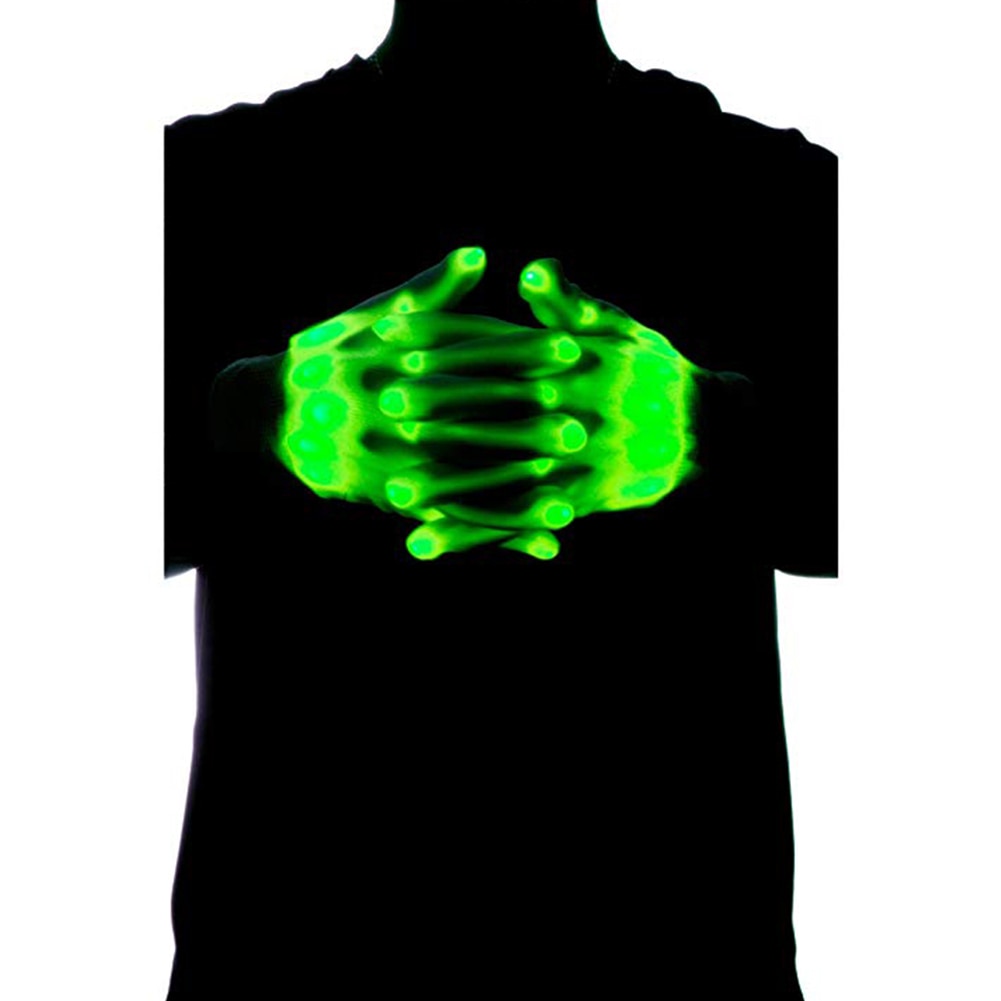 Color: Green - 1Pair Chic LED Light Up Skeleton Hand Gloves Halloween Christmas Costume Decor