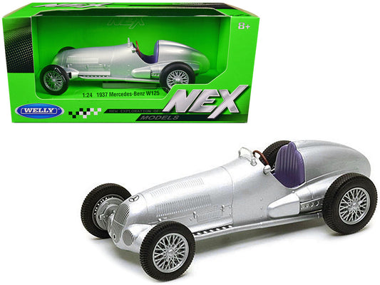 1937 Mercedes-Benz W125 Silver Metallic "NEX Models" Series 1/24 Diecast Model Car by Welly-0
