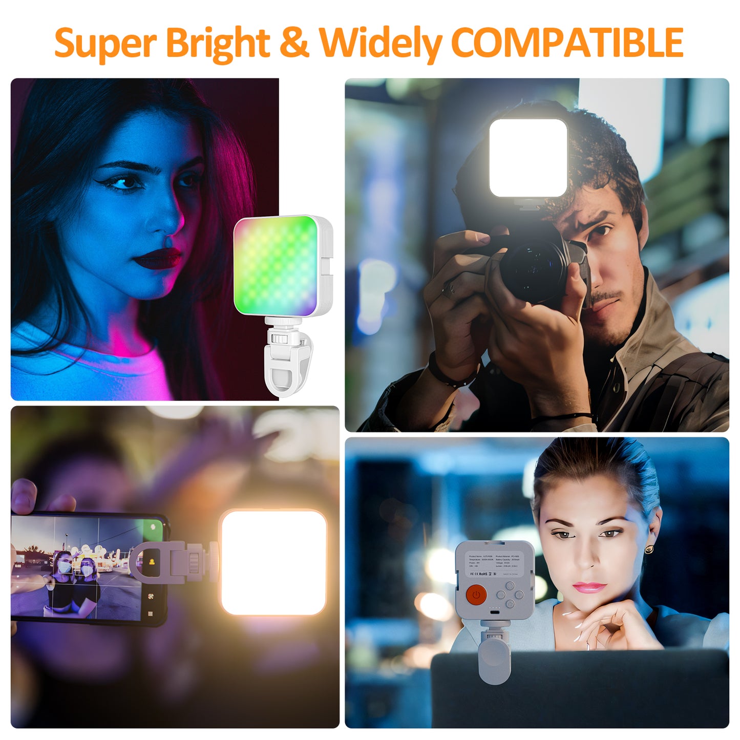 Camera pocket light atmosphere mini RGB mobile phone fill light live VLOG video conference photography light