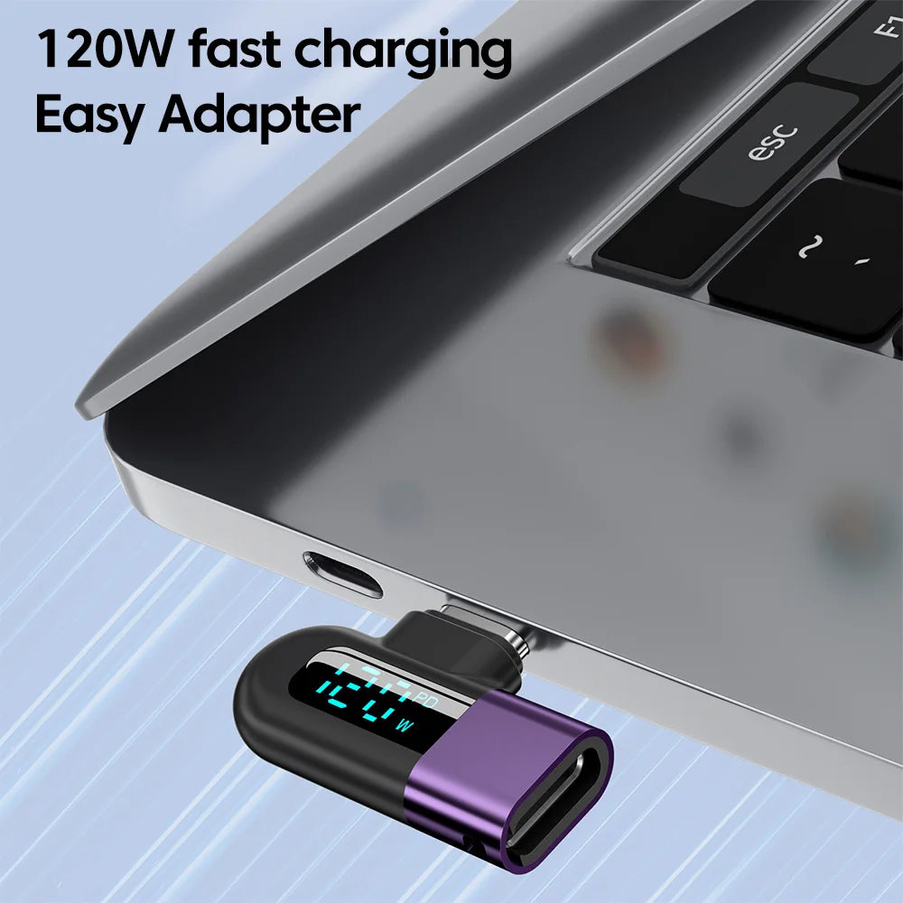 TG adapter 6A intelligent digital display supports 120W fast charging data cable, USB 2.0 port, Type-C adapter