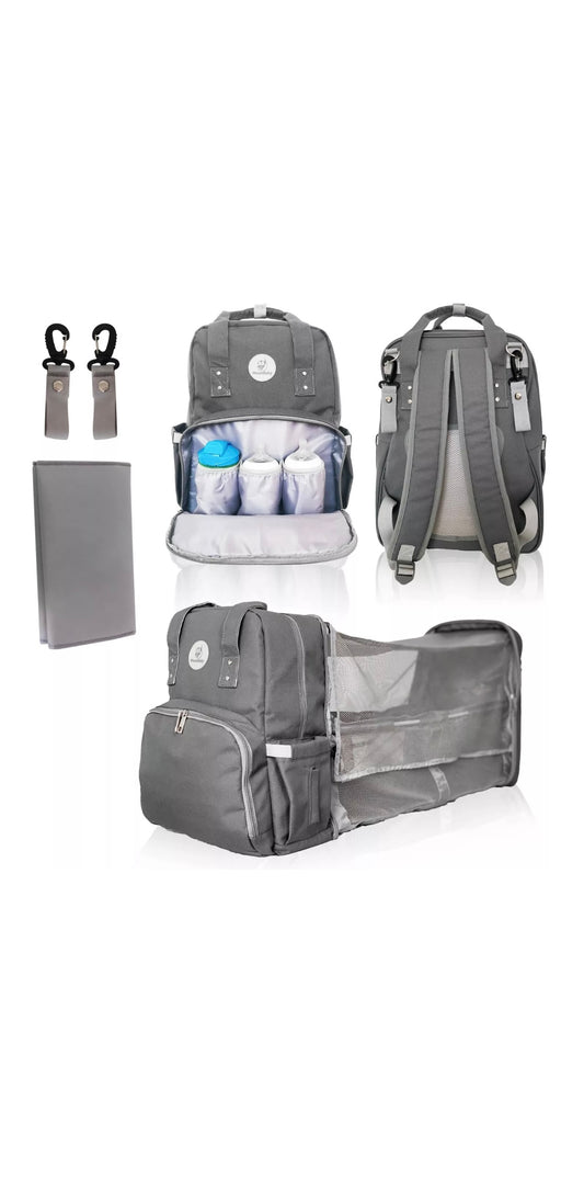 MoonBaby Backpack Diaper Bag Foldable Changing station Portable Crib Bassinet