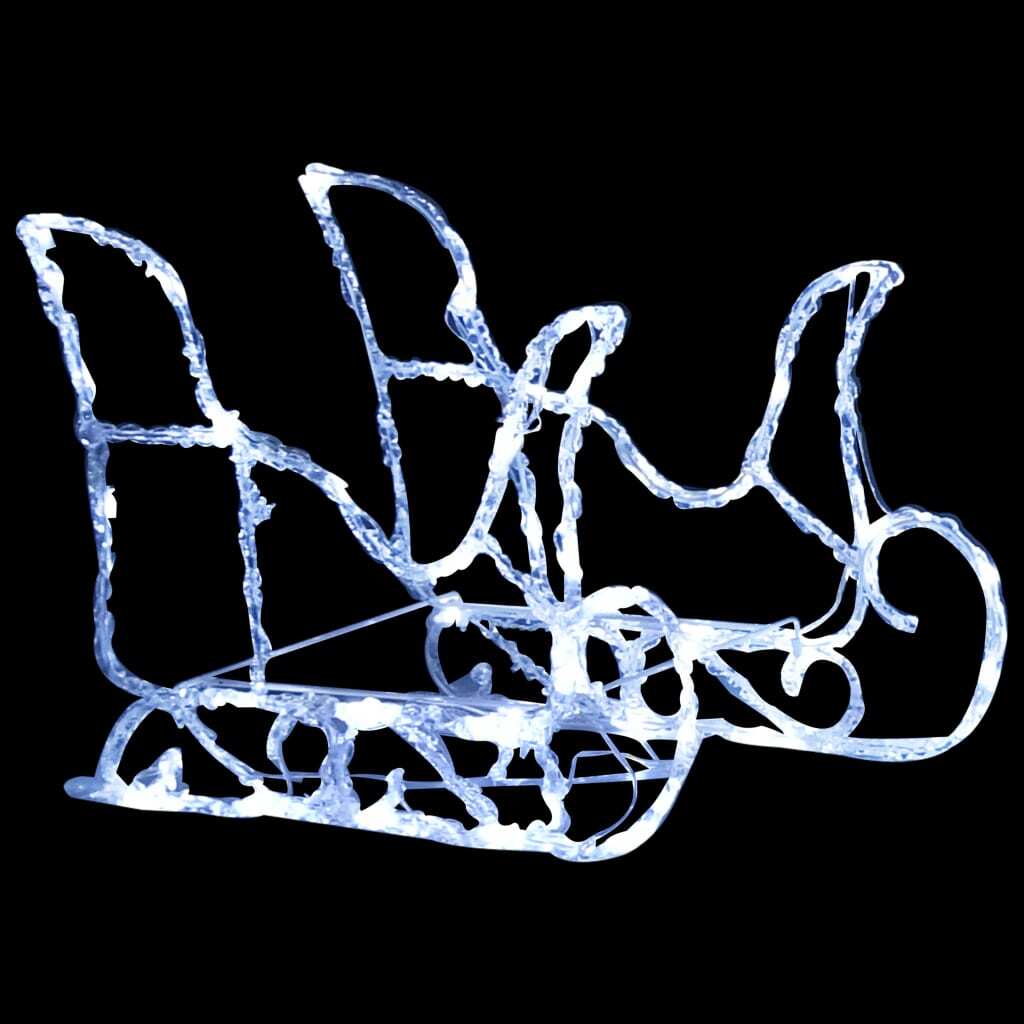 Reindeer And Sleigh Christmas Decoration Cold White Acrylic Medium