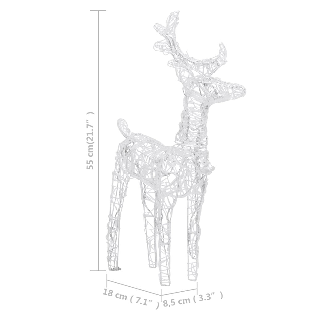 Reindeer And Sleigh Christmas Decoration Cold White Acrylic Medium