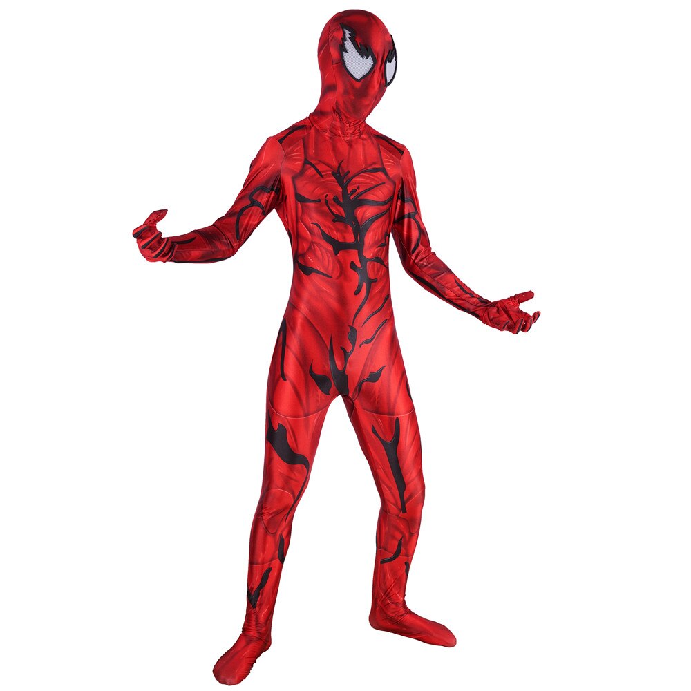 Unisex Adult Kids Carnage Cletus Kasady Super Villain Cosplay Costume Zentai Bodysuit Suit Jumpsuits Halloween