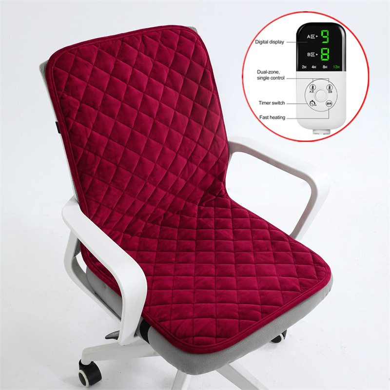Eprolo heated seat cushion with backrest, 220V electric office chair warmer, smart timer, and ergonomic design.