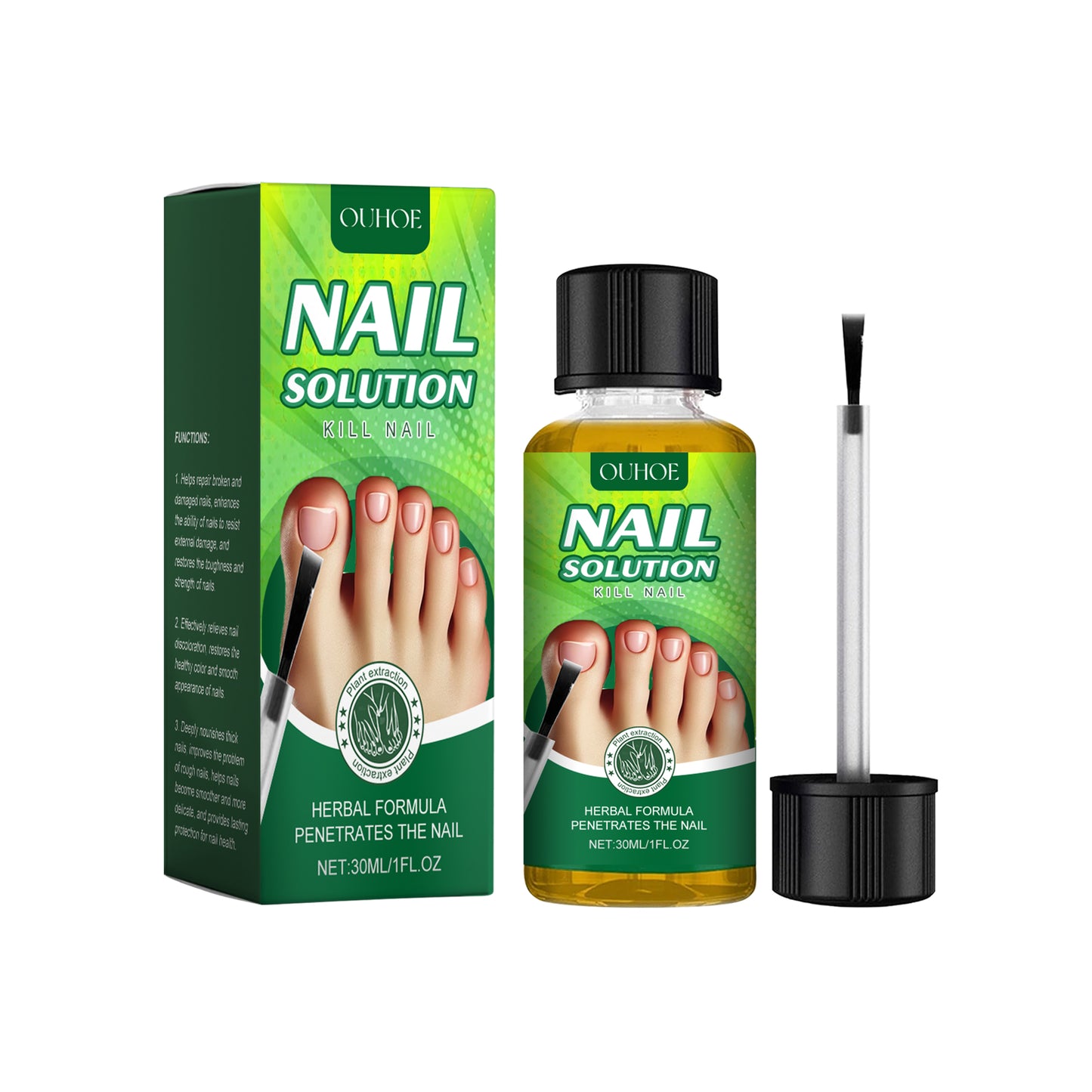 OUHOE Nail Care Solution, Gentle Repair, Clean, Nourish, Shine And Relieve Uncomfortable Nail Care Solution